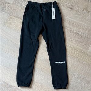 Essentials Black Sweatpants with White Logo